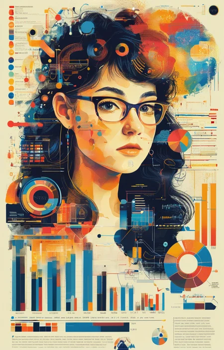 masterpiece,best quality,<lora:tbh245-sdxl:0.9>,illustration,style of Infographic tech genius teenage girl