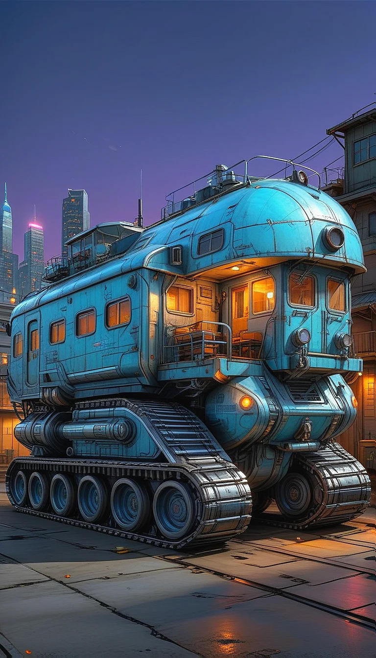(cel-shading:2)+, (in ARTIST style:1.6), (masterpiece:1.7), glow blue neon, hyperrealism, glossy, shinny, clear image, accurate picture, clear picture, precise image, focused image, Science fiction style, Science fiction, (cozy comfy ground vehicle, motor vehicle, vehicle focus, train, truck, scenery, military, Tracked Vehicle, Traction City, gray paint, (neon cyberpunk city background), mecha comic style),
comic style, (ultra sharp focus:2), (thin lines:2), (best quality:1.8),
(masterpiece:1.8), (highest detailed:1.8), perfectly lighted, (contrast), (saturated), (((sharp focus))),
(hyperdetailed:1.3), (intricate details:1.2), (Refined details:1.3), (best quality:1.5), highly detailed textures, vibrant colors,
(ultra sharp focus:1.8), (detailed texture:1.8), (detailed edges:1.8), (thin lines:1.8), (best quality:1.8),
<lora:Apparatus_-_Traction_City_Walkers_Vehicles:0.8>,