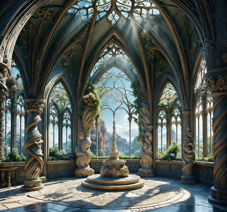 RAW photo, (masterpiece:1.3), subsurface scattering, heavy shadow, (high quality:1.4), (intricate, high detail:1.2), professional photography, HDR, High Dynamic Range, realistic, ultra realistic, photorealistic, high resolution, film photography, ambient lighting, atmospheric effects, <lora:detail_slider_v4:2>, OverallDetail, <lora:ElvenInterior:1>, architecture, candle, day, elfint, garden, indoors, light rays, nature, no humans, pillar, plant, scenery, statue, sunlight, window