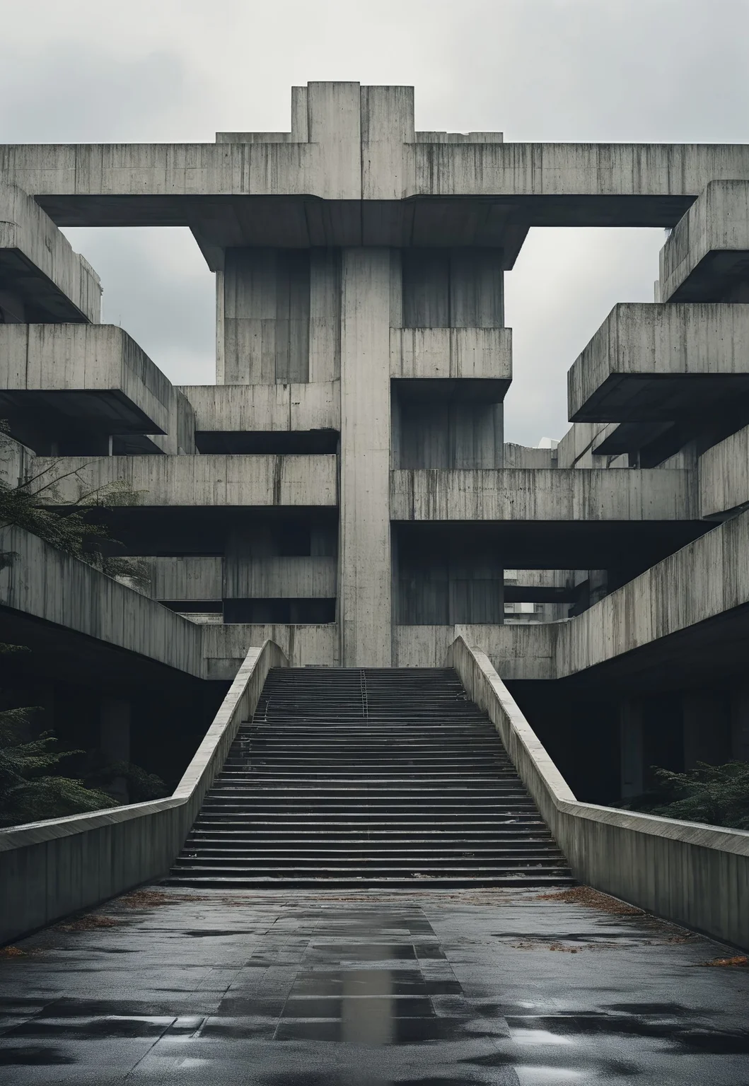 Blame by Tsutomu nihei, no humans, outdoors, scenery, cloud, sky, cloudy sky, tree, building, stairs, day, easynegative, deepnegative_v1_75t