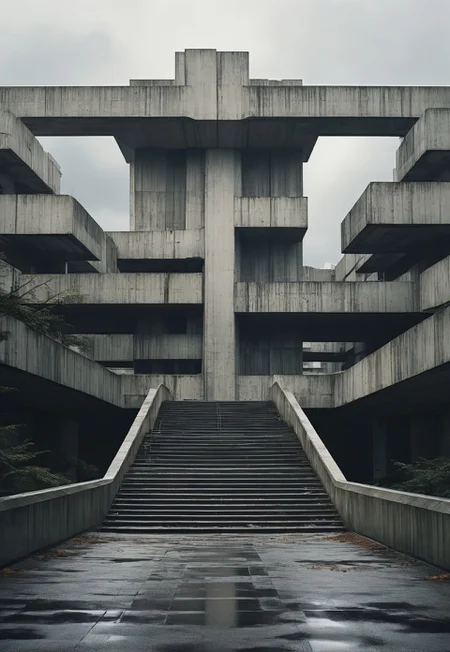 Blame by Tsutomu nihei, no humans, outdoors, scenery, cloud, sky, cloudy sky, tree, building, stairs, day, easynegative, deepnegative_v1_75t