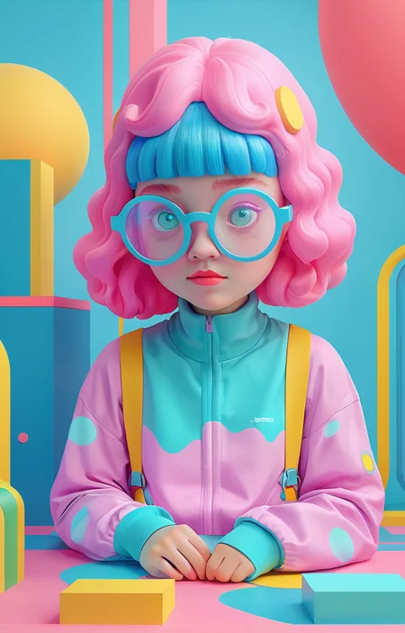 masterpiece,best quality,<lora:tbh371-sdxl:0.6>,illustration,style of Julian Glander, tech genius teenage girl