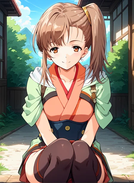 score_9,score_8_up,score_7_up,source_anime,anime,nsfw,rating_explicit,uncensored,High quality,Ultra detailed,best quality,insanely detailed,beautiful,masterpiece,prefect lighting BREAK
<lora:kajika_V1:1>,(kajika, brown hair, brown eyes, side ponytail, long hair, japanese clothes, thighhighs),1girl,solo,smile,serious,thinking,outdoors,front view,solo_focus,looking_at_viewer