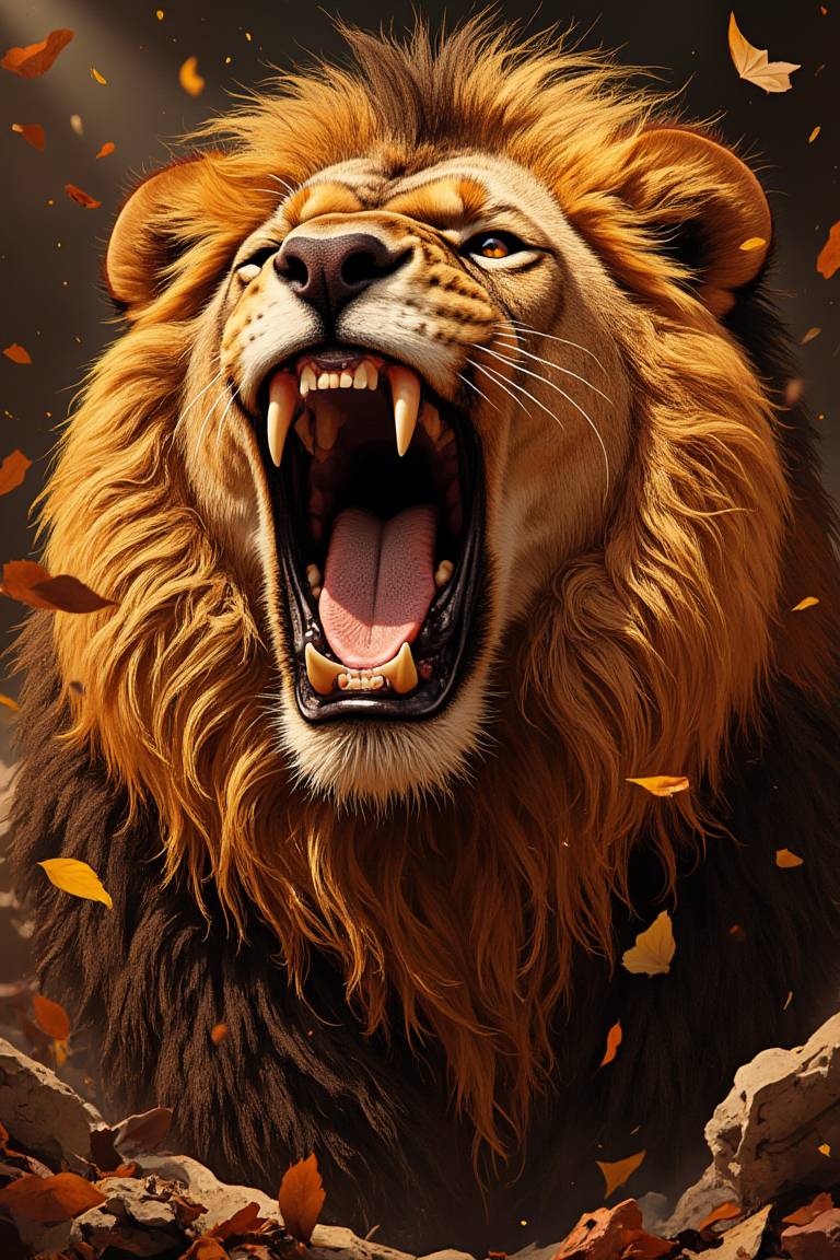 The incredibly ferocious roar of a huge Lion