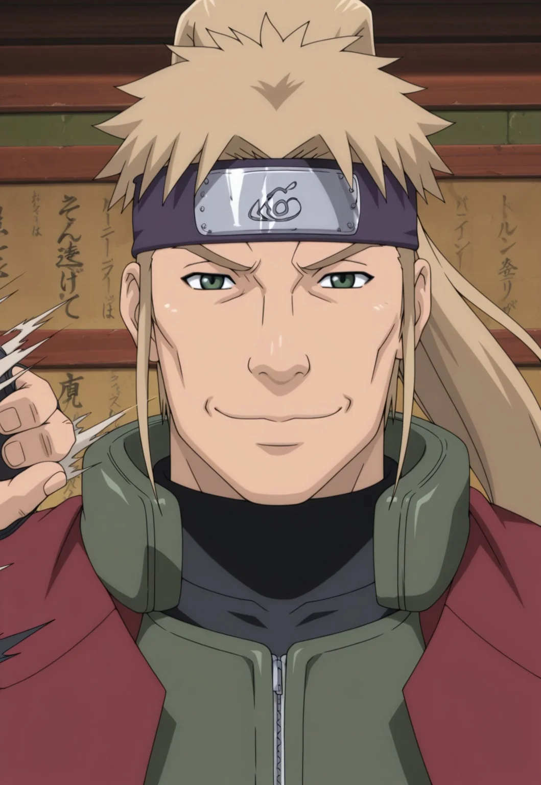solo, masterpiece, modern, new, 1boy, male, masculine face, daddy looking face,
NarutoInoichi, blonde hair, ponytail, forehead protector, vest, headshot, looking at viewer, smiling