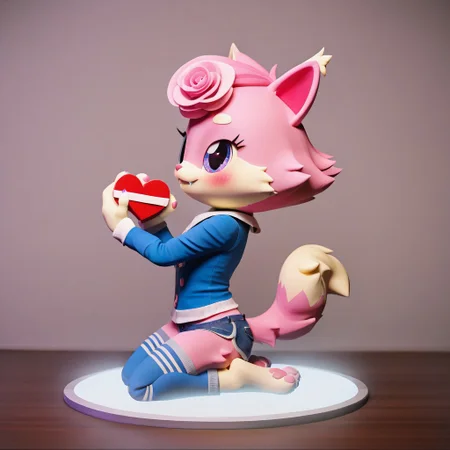Capture the whimsy and warmth of animal affections in scenes of creatures sharing tiny heart-shaped tokens or crafting cozy nests., fluffy fur,sfw, Super Animal Royale, furry, tail, tail tuft, fangs, anthro, colored fur,kneeling ontop of pizza,blushy face, detailxl, score_9, score_8_up, score_7_up, score_6_up, score_5_up,side view, detailed eyes, detailed face, detailed hands, top down full body view, NightScapes, cat,1boy,solo,furry female, kitty,cozy atmosphere, creative light overlay, 4k, masterpiece, (masterpiece), best quality, (4K), (cinematic lighting), highly detailed, 8K, UHD, ultra detailed, immersive picture, vivid colors, volumetric light, cinematic light, extremely detailed CG, cat is wearing hotpants and a flower in her hair while holding a heart shaped candy box, valentine theme, pink, pretty, pink cloudy mist