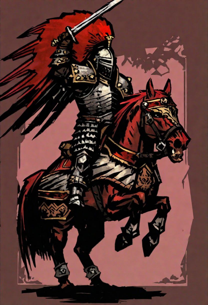 comicish artwork in dgst artstyle, winged hussar
