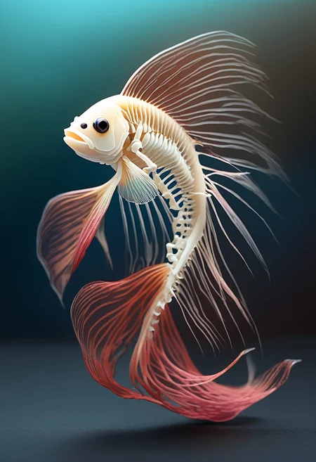 betta fish but as a skeleton