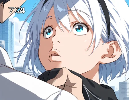 <lora:HyLper-Accelerate-PAseer:1><lora:Fixhands_anime_bdsqlsz_V1:1>score_9, score_8_up, score_7_up, uncensored, source_anime, intricate details, perfect anatomy BREAK
1boy, 1girl, 2b_\(nier:automata\), white hair, blak hairband,
nijiuraseven, outdoors, city,
<lora:nijiuraseven_XL(pony)fix:1>