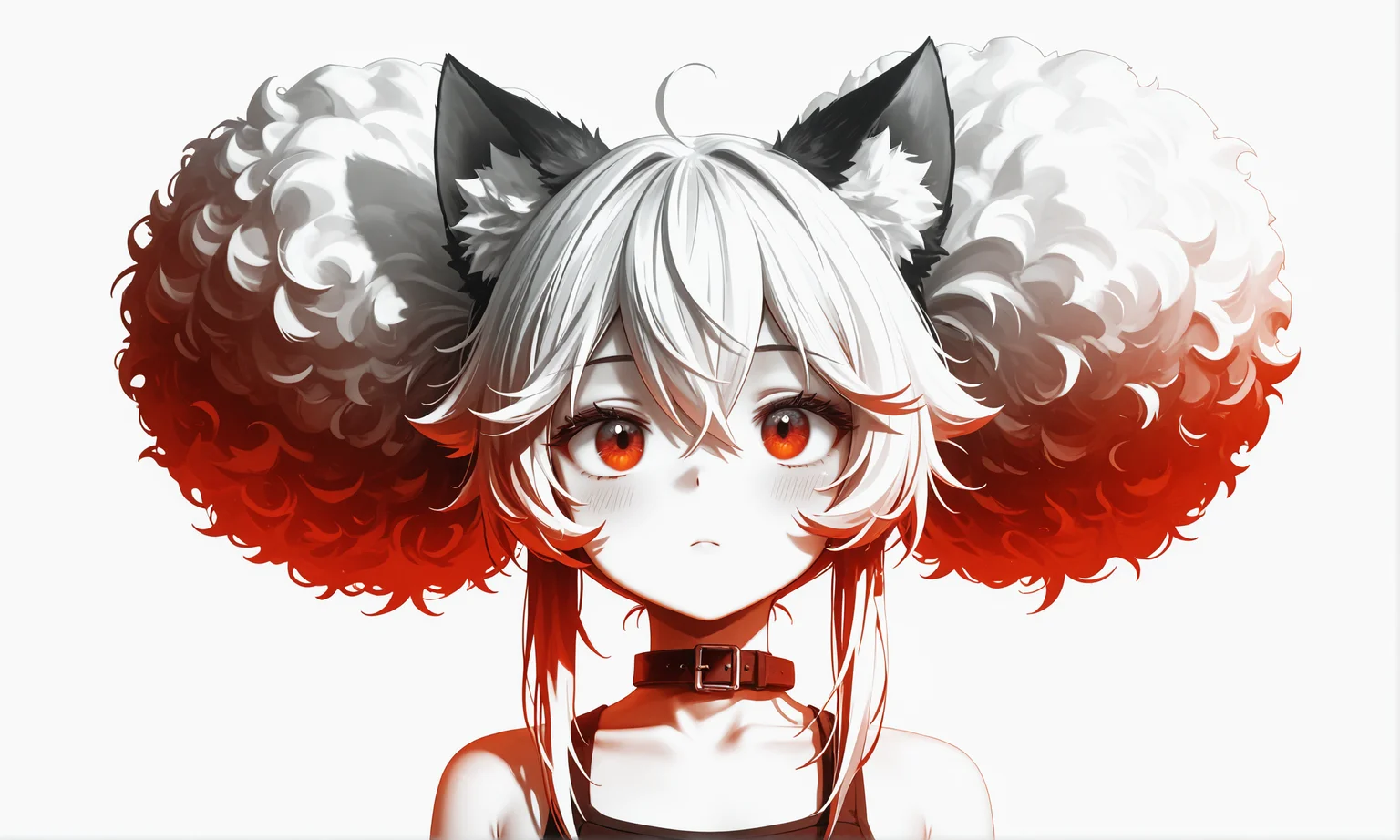 texture masterpiece, best quality, best quality, [quasarcake:crain1art:9], [dlgeria::9], (xxyt-xx:0.85), chen bin, (as109:0.5), fagun_yibei, berryverrine,
cinematic, 1girl, gradient red [monochrome], fluffy hair, (from_side:0.67), looking ahead, afro puffs, hair_flaps, big hair, animal_ears, simple background, thick outlines,
absurdres, best quality, amazing quality, very aesthetic, absurdres, (flat 2d vector style), (minimalist material icon:1.2), Ay-O, a character portrait, (no lineart:1.3) top down close-up