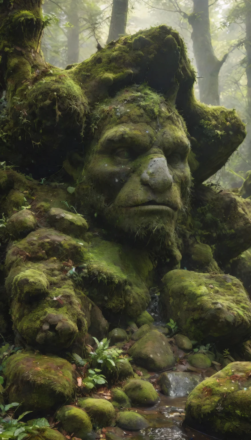 <lora:add-detail-xl:1>,<lora:lcm-lora-sdxl:1>,(earth elemental covered in moss),rock,stone,mystical,forest,ancient,powerful,green,nature,enchanted,fantasy,rugged,