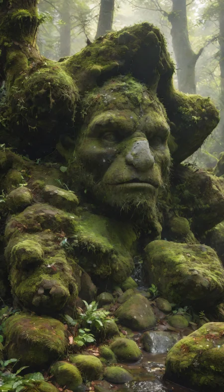 <lora:add-detail-xl:1>,<lora:lcm-lora-sdxl:1>,(earth elemental covered in moss),rock,stone,mystical,forest,ancient,powerful,green,nature,enchanted,fantasy,rugged,
