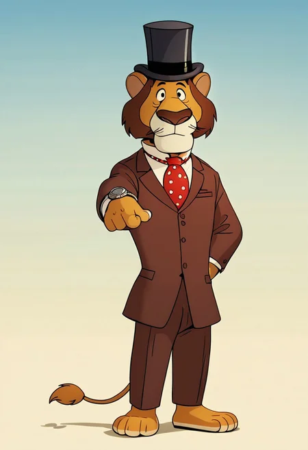 score_9,score_8,score_7,source_furry,
<1boy:1.5>,
<solo:1.5>,
willy_fog, hat, formal, suit, necktie, tree, furry, male focus, furry male, red necktie, sky, top hat, 1boy, outdoors, animal ears, day, holding, blue sky, shirt, safe, watch, hand watch, lion, lion_man,
<simple background:1.5>,
detailed,
4k,
8k,
full hd,