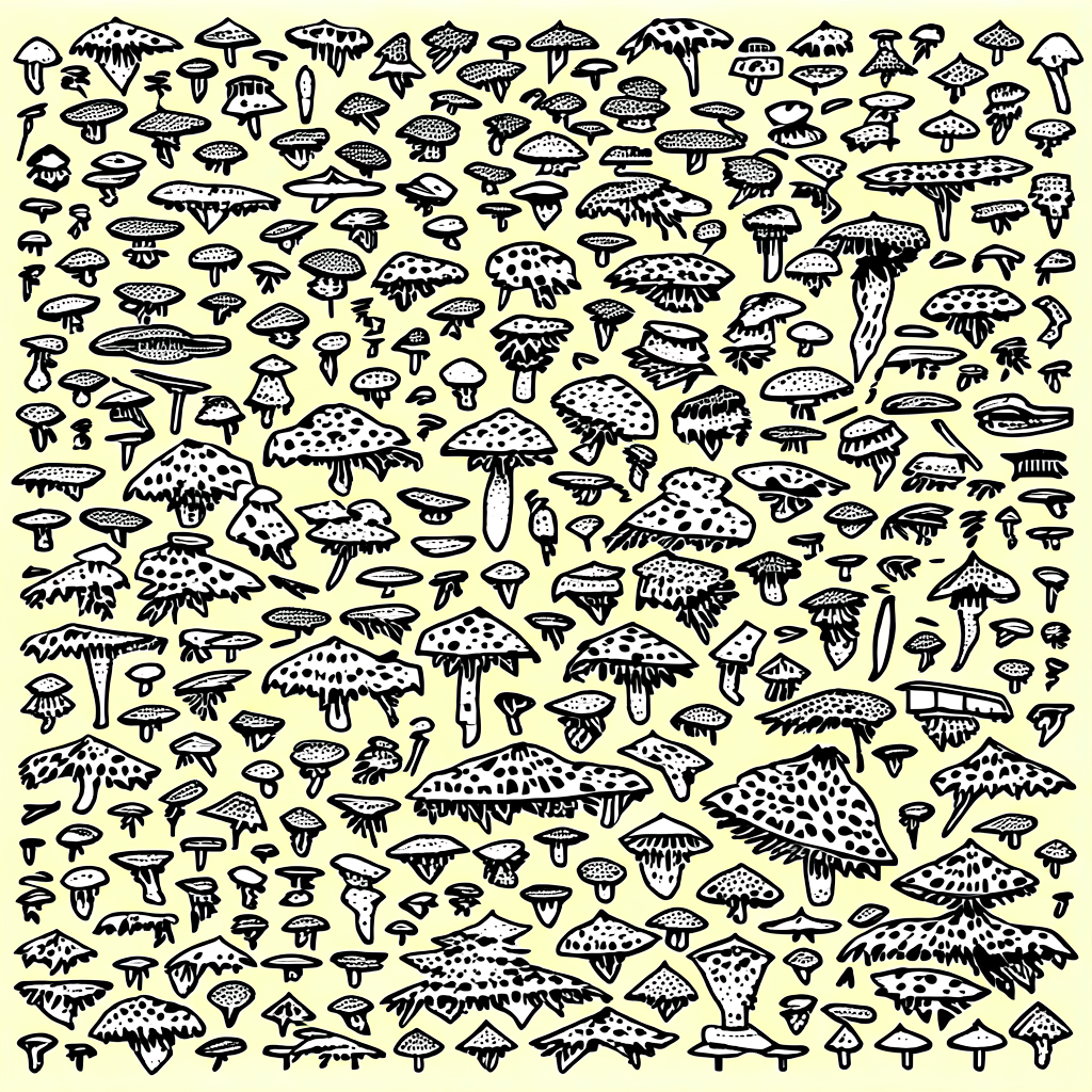 "Army of Mushrooms" is an adorable army of mushrooms on the move. It's as if there's a mushroom rebellion right there on the canvas, "727" is a time capsule of pop art and culture. It's like going into the 90s and discovering a treasure chest of visual wonders. It's like finding your childhood memories wrapped in a giant canvas. Get ready for a nostalgic walk in the lane of memory.