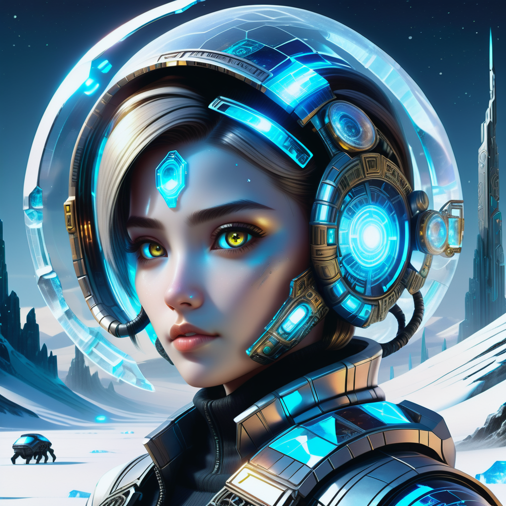 hyper detailed masterpiece, dynamic realistic digital art, awesome quality,DonMFr0stP4nkXL female galactic diplomat,  teenager, plump, southeast asian, hazel eyes,  button nose, cleft chin,  unusual cheeks, symmetrical forehead, diamond face shape with angular cheeks,   , caramel straight haircut hair, frown,
 conjuring creatures or forces from other dimensions.,
  wearing  haptic feedback leg wraps, futuristic hieroglyph pattern    glazed graphene turtleneck, levitating hiker boots,  gravitational backpack ,, holding a weapon or energy blade for combat challenges., quantum-class flagship command center, hypersteel reinforcements,onyx stone,clay tiles roof, outdoor fireplace, footlighting,snow, ice  <lora:DonMFr0stP4nkXL-000006:1>