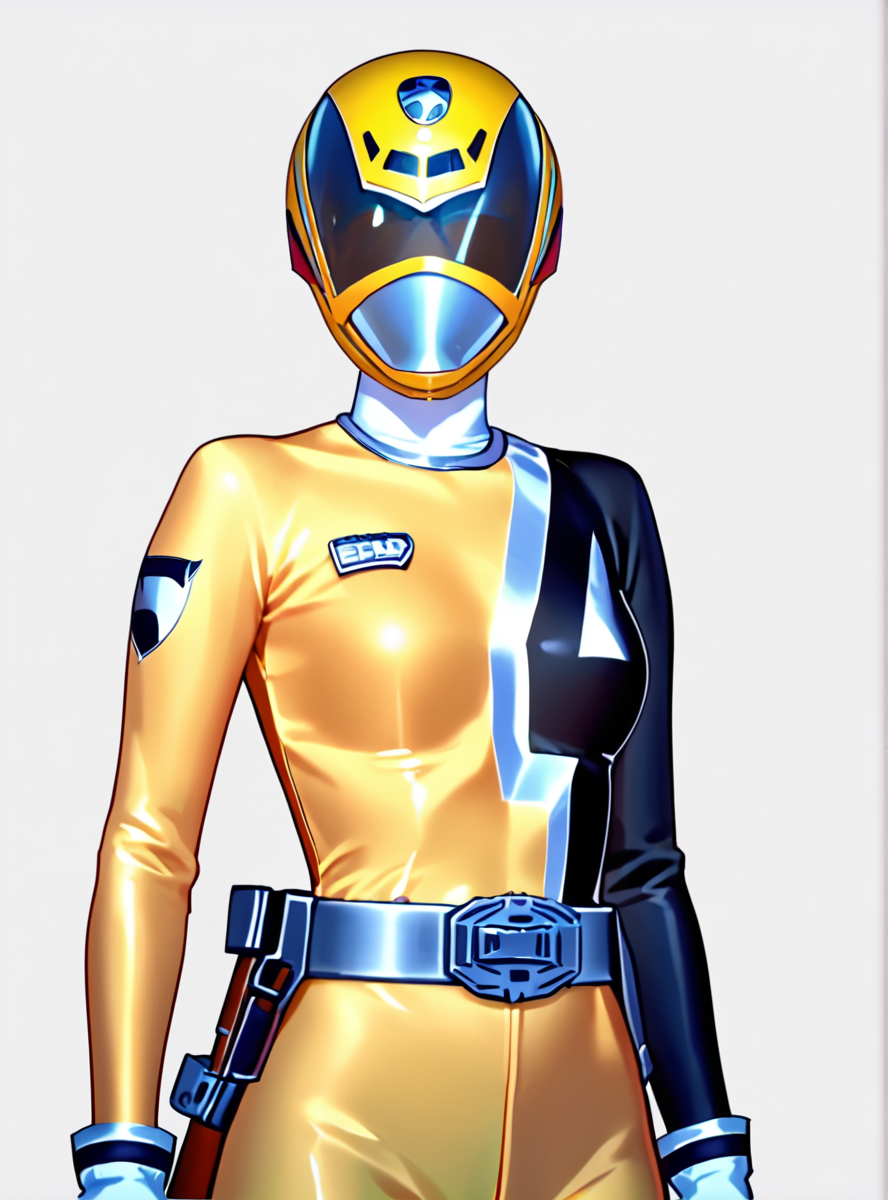 score_9, score_8_up, score_7_up, score_6_up,source_anime, anime screencap, <lora:DekaYellow:1>dekayellow, solo, 1girl, helmet, belt, bodysuit, gloves, yellow bodysuit, white gloves, skin tight simple background,  ,upper body, 4_sign mask
