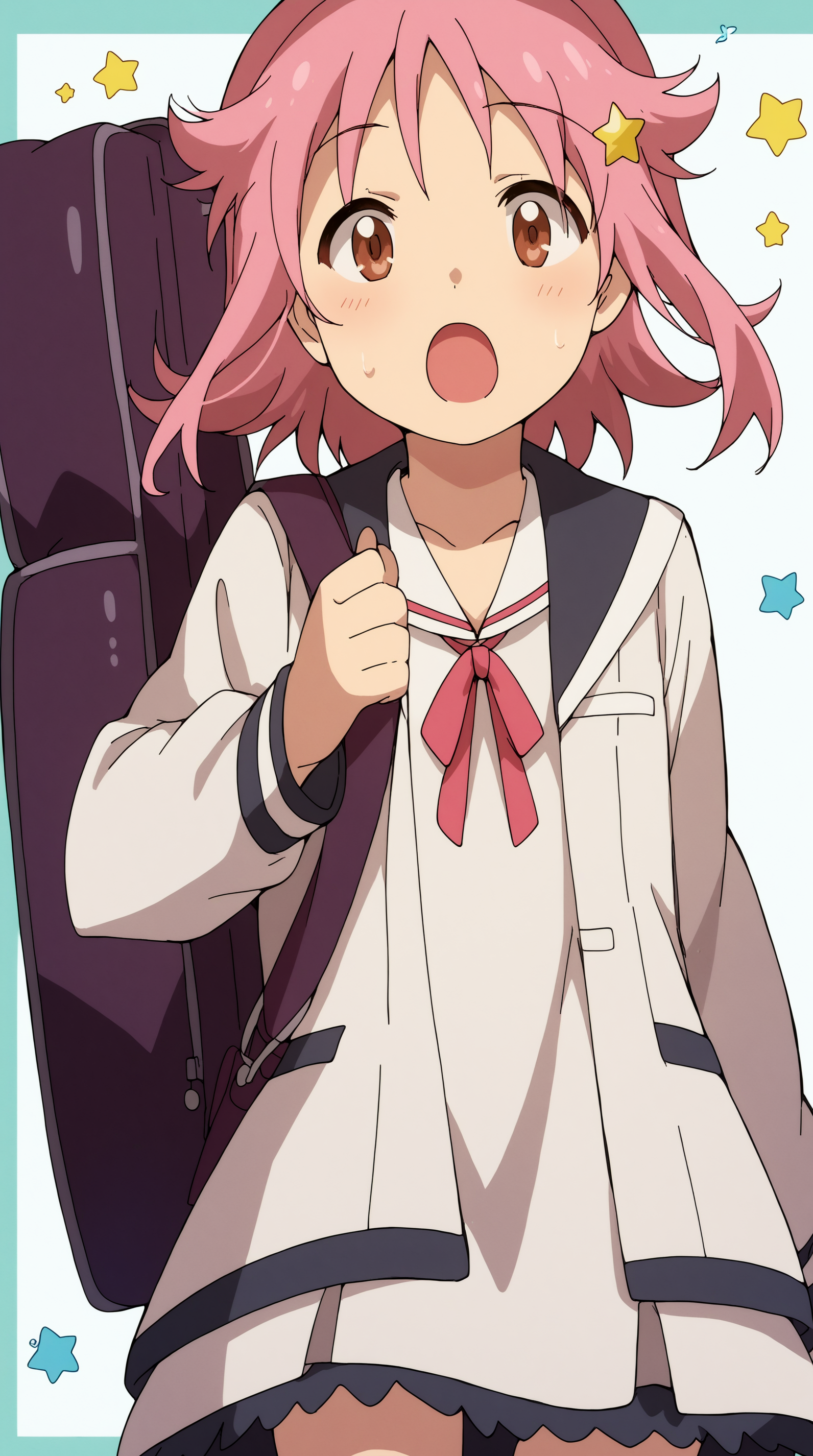score_9, score_8_up, score_7_up,anime_source, source_anime, best   Subaru Pleiades, Main Outfit, solo, open mouth, bag, instrument case, guitar case  <lora:JN_Subaru_Pleiades_Pony:0.8>