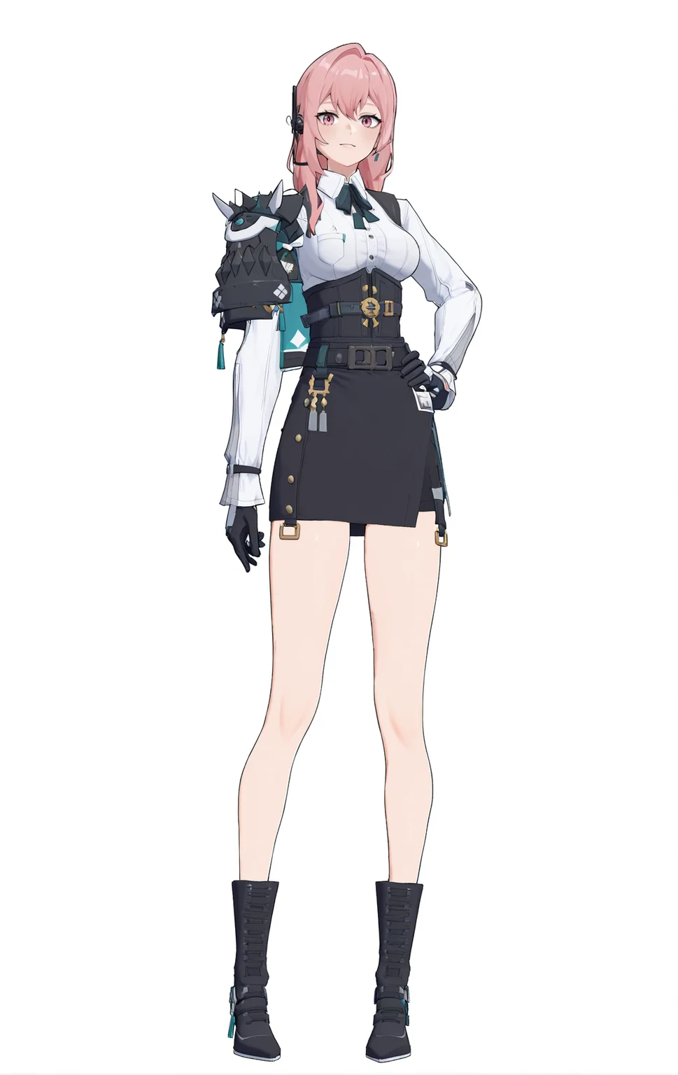score_9, score_8_up, score_7_up, score_anime,
A full-body portrait of a young girl, standing gracefully, pastel art style, high-key lighting, shoujo manga influence, hd quality, delicate details,
full body, full shot, standing, looking at viewer, (solo:1.2), simple background, white background, hand on own hip,
BREAK
<lora:Yanagi-pony-Tanger-000018:0.8>, Yanagi, Yanagi-def clothes, Black right shoulder armor, 1girl, pink hair, gloves, black gloves, black skirt, pink eyes, long hair, breasts, shirt, black footwear, belt, boots, white shirt,
cowboy shot,
BREAK
TEST, masterpiece, best quality,