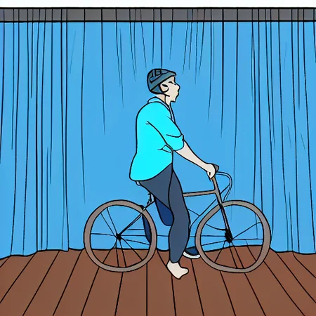 bike shorts,, flat color, lying, blue shirt,