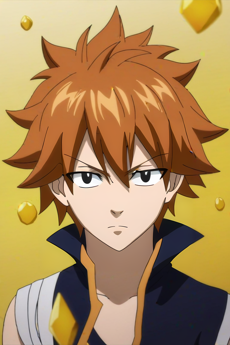 score_9, score_8_up, score_7_up, source_anime, , semi-realistic, looking at viewer, upper body, depth of field, 1boy, male focus, black eyes, copper hair,, solo, (Liquid crystal,Cybernetic Serendipity,Mesmerizing,Transfiguring,MidnightBlack Mesmerize,Channel ,geyser,Cone,Hexagon magic:1.0), <lora:fairy_tail_style_pony:0.98>, fairy_tail_style, <lora:sdxl_lightning_8step_lora:1>,