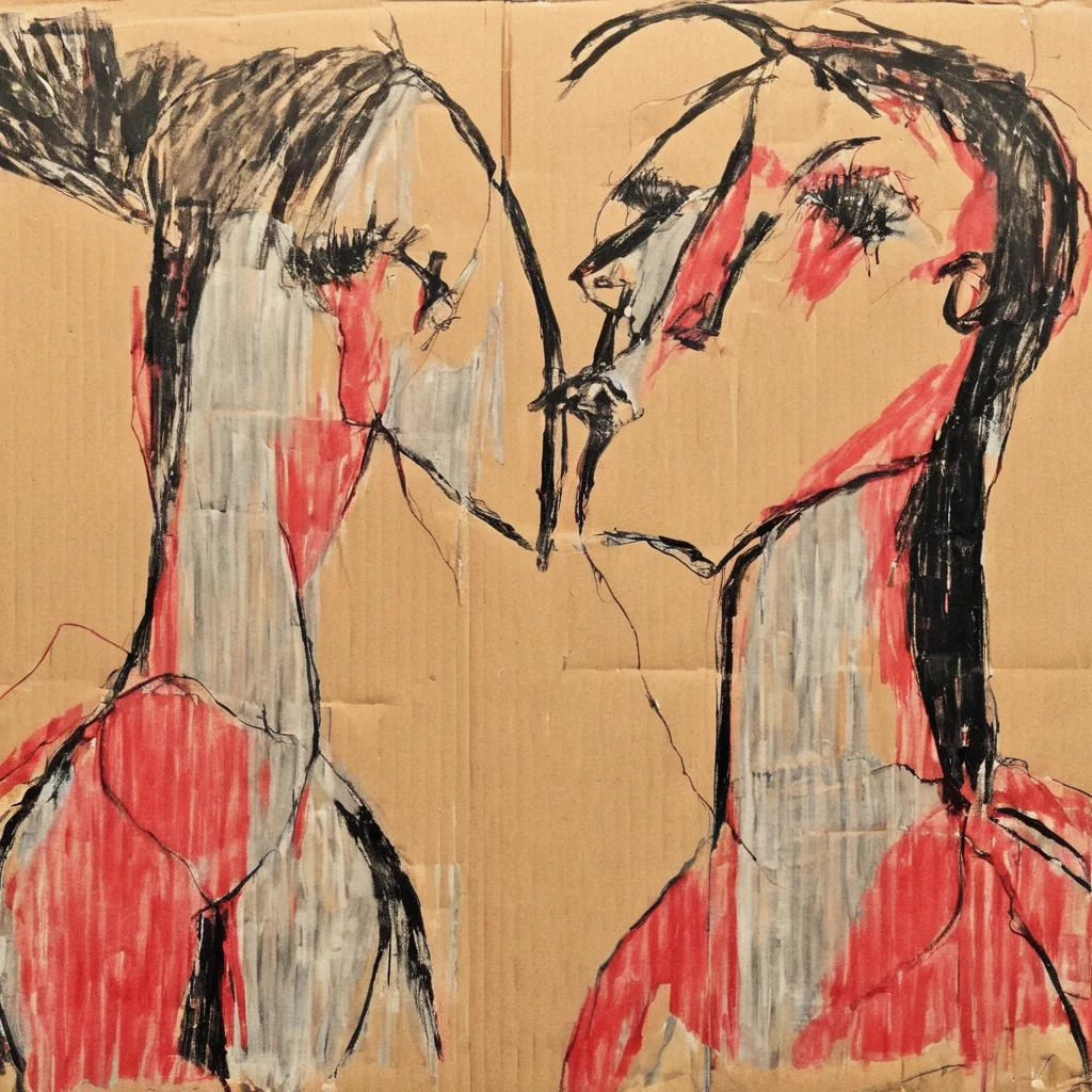 <lora:SDXL_Cardboard_drawings_Sa_May_V4:1> Cardboard drawings a woman and man love