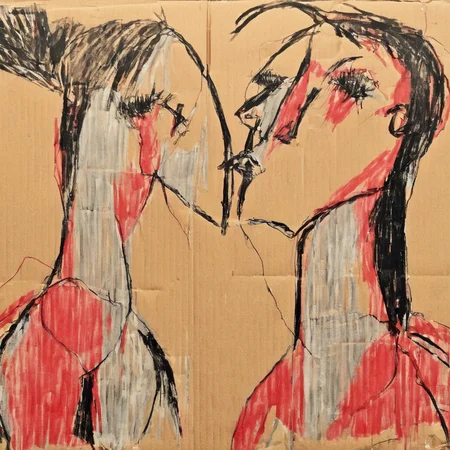 <lora:SDXL_Cardboard_drawings_Sa_May_V4:1> Cardboard drawings a woman and man love