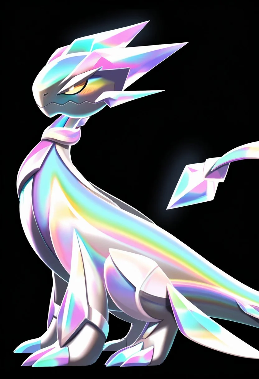 score_9, score_8_up, score_7_up,8k,(masterpiece,best quality)),best res,,good anatomy,cute,(sexy:1.3),ultra cute,,face,hot,female,smiling,extremely detailed face,4k,happy, upper body,,detailed eyes,beautiful,smiling,,cute,very cute,upper body,tall,arms,,  blush, perfect lighting, hips, skinny,,tall female,prismadragon, solo, simple background, closed mouth, full body, yellow eyes, from side, pokemon (creature), no humans, glowing, black background, gem, claws, colored sclera, dragon, animal focus, yellow sclera, standing, outline
