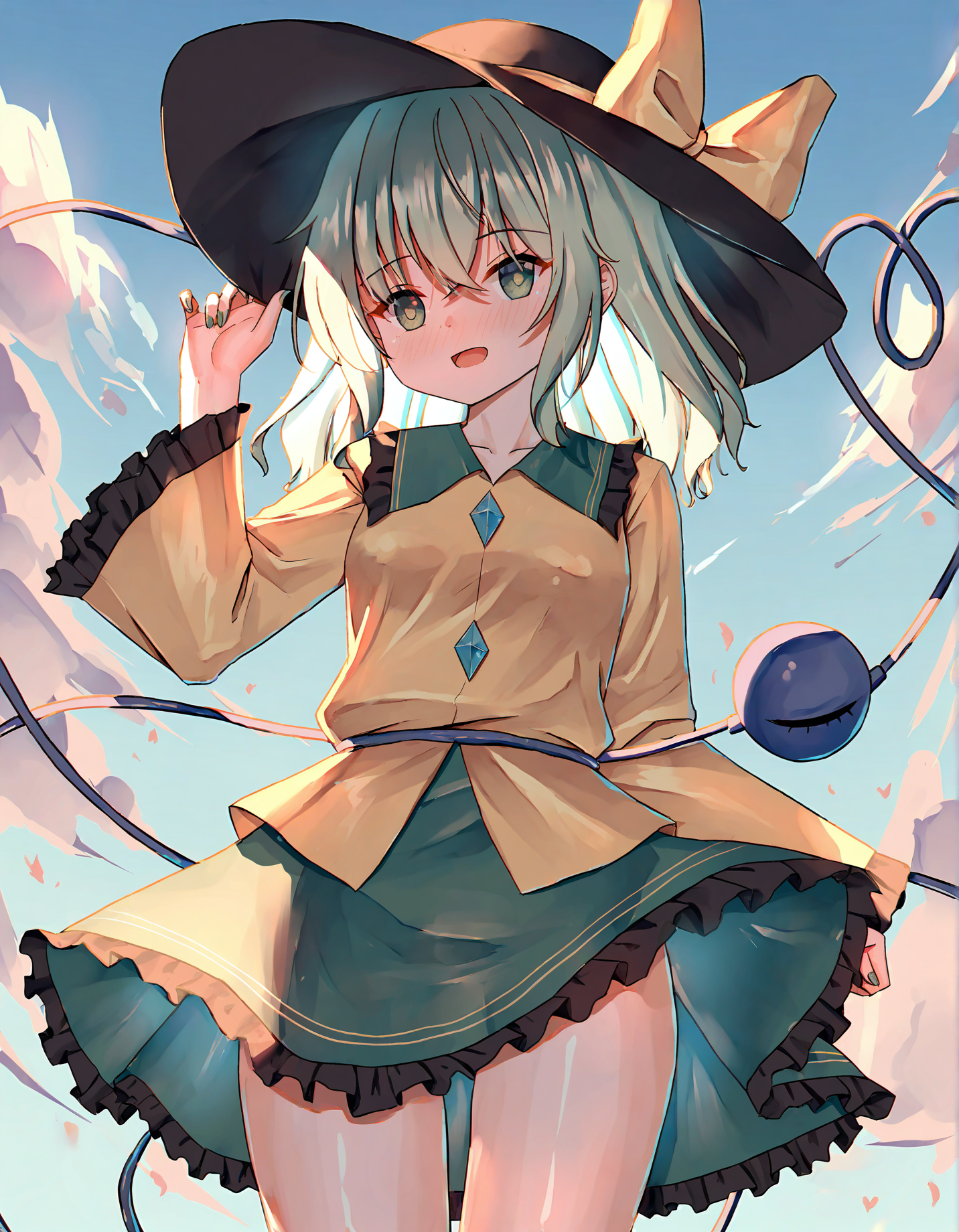 ray peng, 1girl, solo, komeiji koishi,
very awa, masterpiece, best quality, year 2024, newest, highres, absurdres, <lora:ray-peng-style-noobai-vpred10:1>