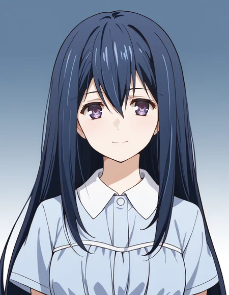 score_9, score_8_up, score_7_up, source_anime, BREAK
1girl, solo, looking at viewer, gradient background, upper body, light smile,
neko kuroha, blue hair, long hair, hair between eyes, sidelocks, purple eyes,
casual outfit, white collar, blue dress, short sleeves,
<lora:neko_kuroha_anime-soralz:1>