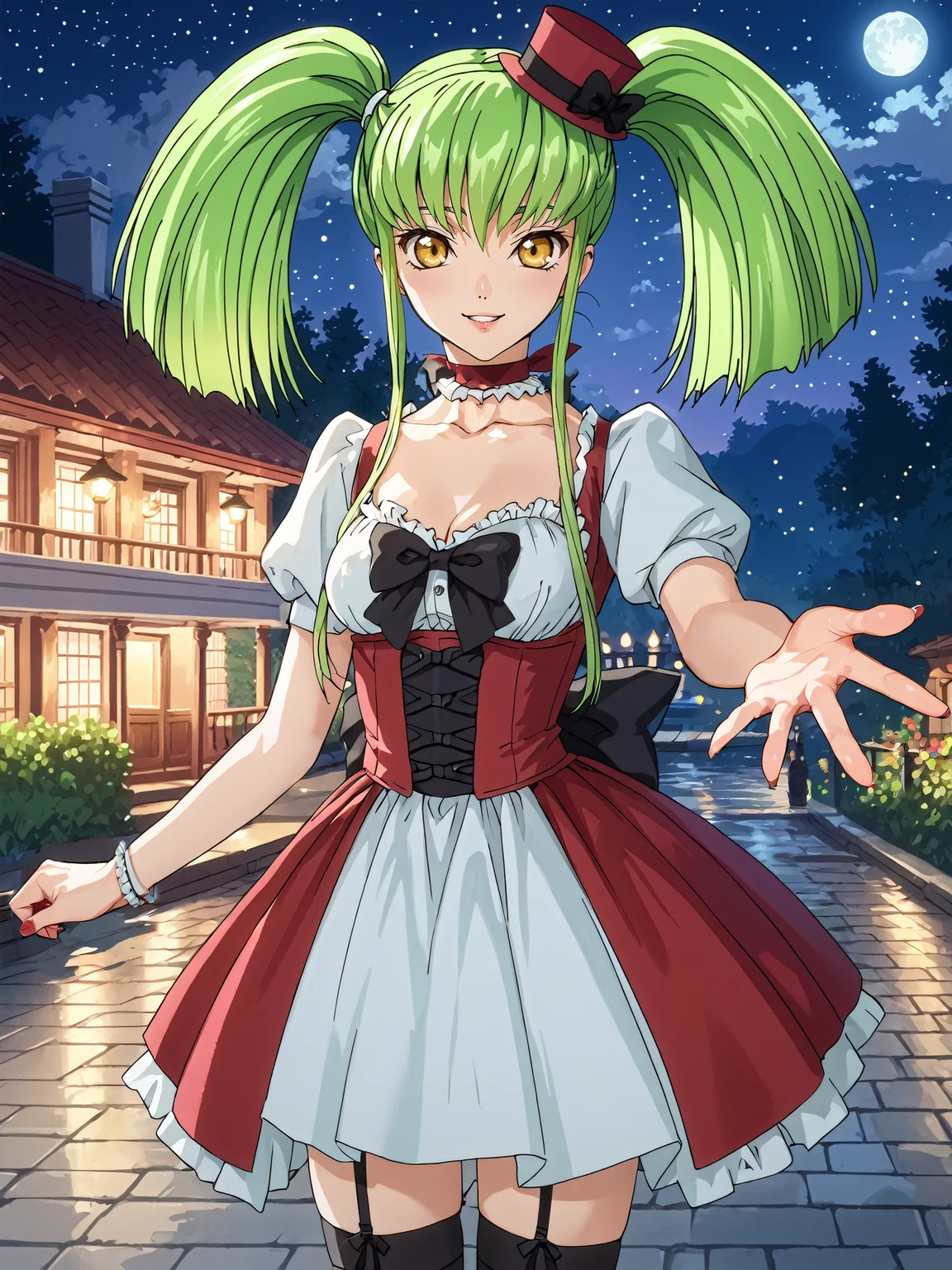 zPDXL3_2, score_9, score_8_up, score_7_up, rating_explicit, source_anime,
BREAK
happy-face-expression, looking-at-viewer, fine fabric-texture, <lora:C.C.:0.8>, green hair, long hair, yellow eyes, choker,