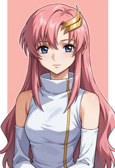 score_9,score_8_up,score_7_up,score_6_up,score_5_up,score_4_up,anime coloring,source_anime,anime,<lora:Lacus_Meer_Gundam_SEED_Pony:0.7>,lacusmeer,1girl,solo,blue eyes,pink hair,long hair,moon hair ornament,s1dress,detached sleeves,multicolored background,portrait,upper body,looking at viewer,