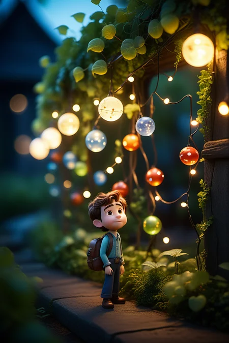 cinematic film still style of Pixar,Enhance the image with magical elements by adding glowing orbs and ethereal creatures that seem to be drawn from the worlds of Miyazaki's imagination. These creatures playfully interact with the vines and stars,creating a sense of harmony and wonder.,
<lora:xl_more_art-full_v1:1>,realistic,, (((masterpiece))),(((best quality))),((ultra-detailed)) . shallow depth of field, vignette, highly detailed, high budget, bokeh, cinemascope, moody, epic, gorgeous, film grain, grainy