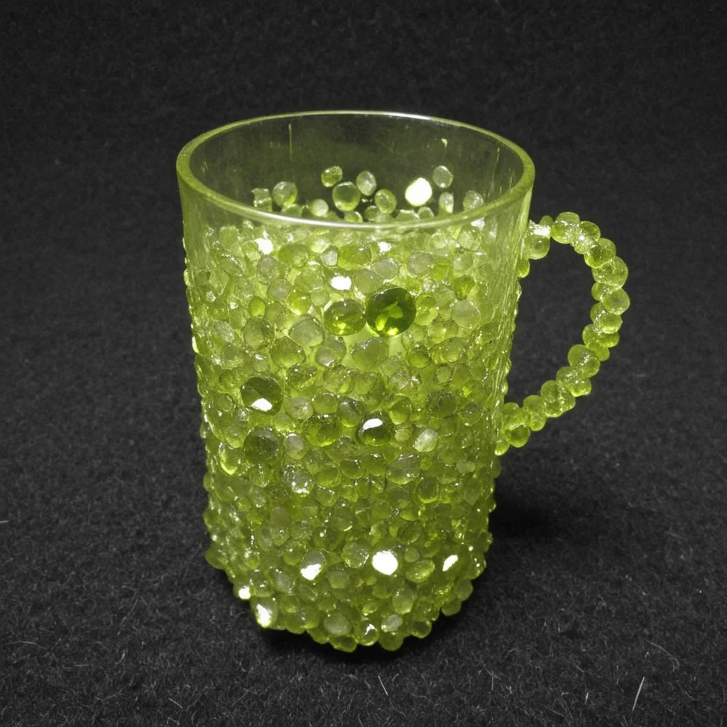 cup, made out of hud_per1d0t_wrld, green gem, glittering, fantastical, whimsical, <lora:peridot:1>