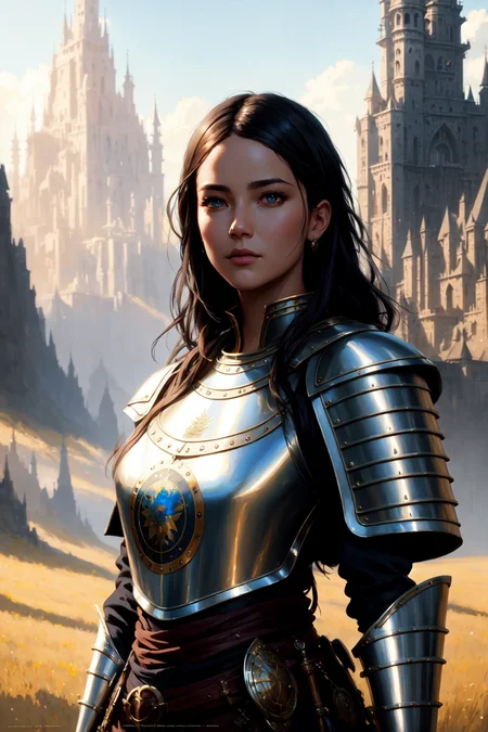 modelshoot style, (extremely detailed CG unity 8k wallpaper), full shot body photo of the most beautiful artwork in the world, medieval armor, professional majestic oil painting by Ed Blinkey, Atey Ghailan, Studio Ghibli, by Jeremy Mann, Greg Manchess, Antonio Moro, trending on ArtStation, trending on CGSociety, Intricate, High Detail, Sharp focus, dramatic, photorealistic painting art by midjourney and greg rutkowski