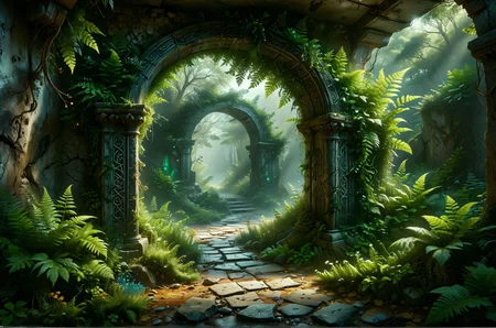Hidden portal: Lush ferns conceal a crumbling archway adorned with elven runes. Wisps of emerald mist swirl around the entrance, hinting at the fantastical realm that lies beyond. Delicate wildflowers peek through the cracks, their petals shimmering with an otherworldly light. (Elfpunk, intricate details, high resolution)
award winning artwork,
many details, extreme detailed, full of details,
Wide range of colors., Dramatic,Dynamic,Cinematic,Sharp details
Insane quality. Insane resolution. Insane details. Masterpiece. 32k resolution.
<lora:add-detail-xl:0.95> <lora:casting shadow style v2:0.1> casting shadow style, cucoloris patterned illumination <lora:CinematicStyle_v1:0.1> <lora:Disturbia:0.1> <lora:dvr-lnds-sdxl:0.1> dvr-lnds-sdxl <lora:Glowstick_SDXL:0.1> mad-glowstick <lora:MJ52:0.2> <lora:princess_xl_v2:0.1> <lora:ral-anmwrlds-sdxl:0.1> ral-anmwrlds <lora:ral-apoctvisn-sdxl:0.1> ral-apoctvisn <lora:ral-cltc:0.1> ral-cltc <lora:ral-dissolve:0.1> ral-dissolve <lora:ral-ertmsphr:0.1> ral-ertmsphr <lora:ral-fluff:0.1> ral-fluff <lora:ral-fntsyrlms-sdxl:0.1> ral-fntsyrlms <lora:ral-mtclniscp-sdxl:0.1> ral-mtclniscp <lora:ral-porcelain:0.31> ral-porcelain <lora:ral-pxlprtcl:0.1> ral-pxlprtcl <lora:ral-vlntxplzn:0.1> ral-vlntxplzn <lora:ral-vbrntacyl-sdxl:0.1> ral-vbrntacyl