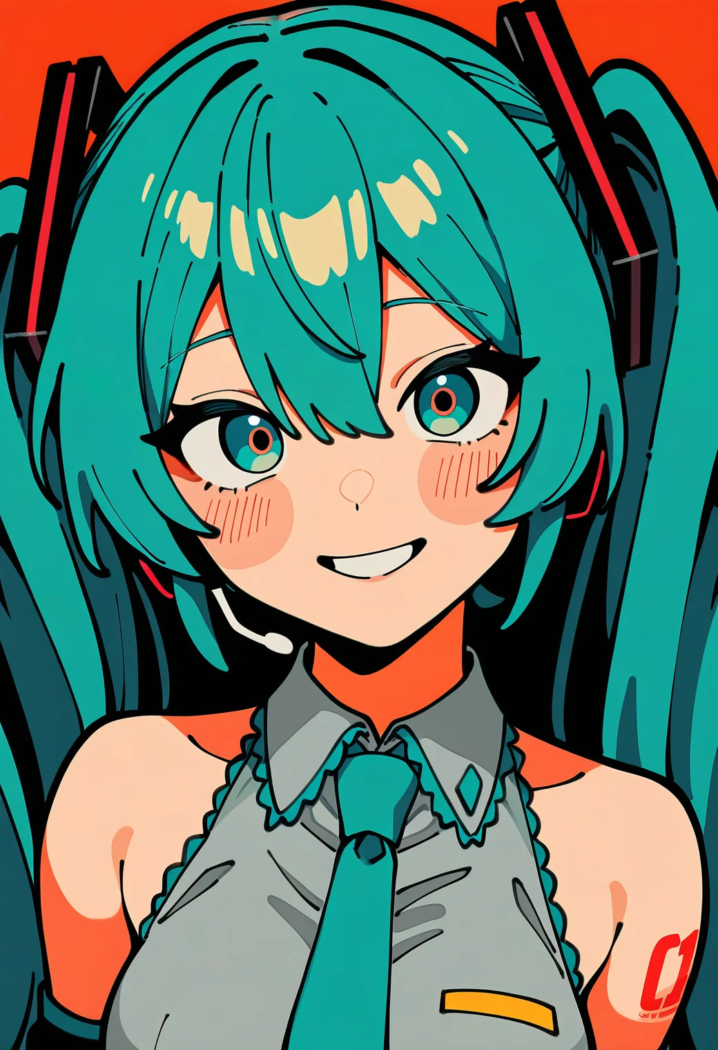 1girl, hatsune-miku, portrait, masterpiece, best quality, newest, absurdres, highres