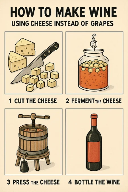 Tutorial for how to make wine using cheese instead of grapes
