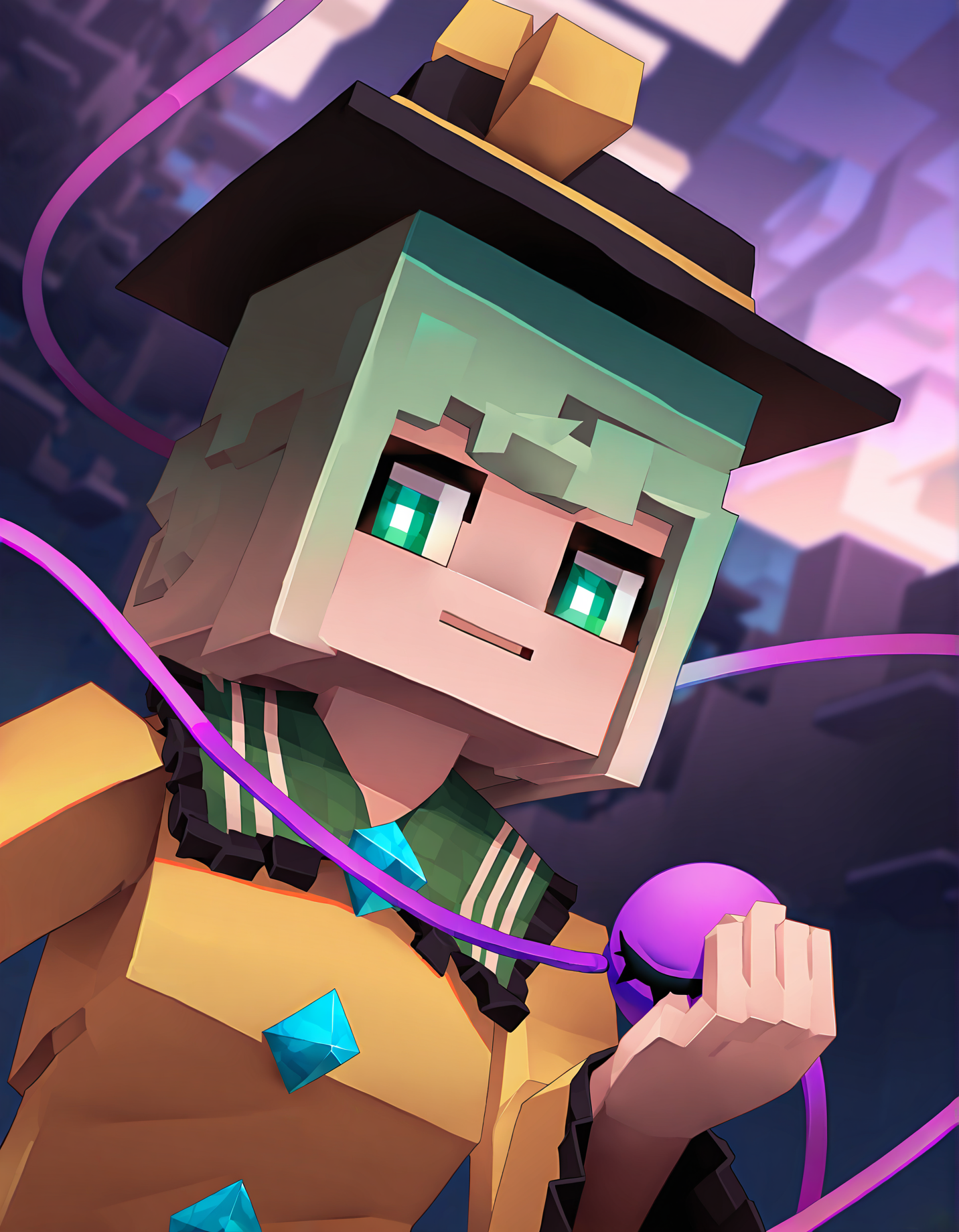 officialminecraft, 1girl, solo, komeiji koishi,
very awa, masterpiece, best quality, year 2024, newest, highres, absurdres, <lora:minecraft-style-noobai-epspred11:0.8>