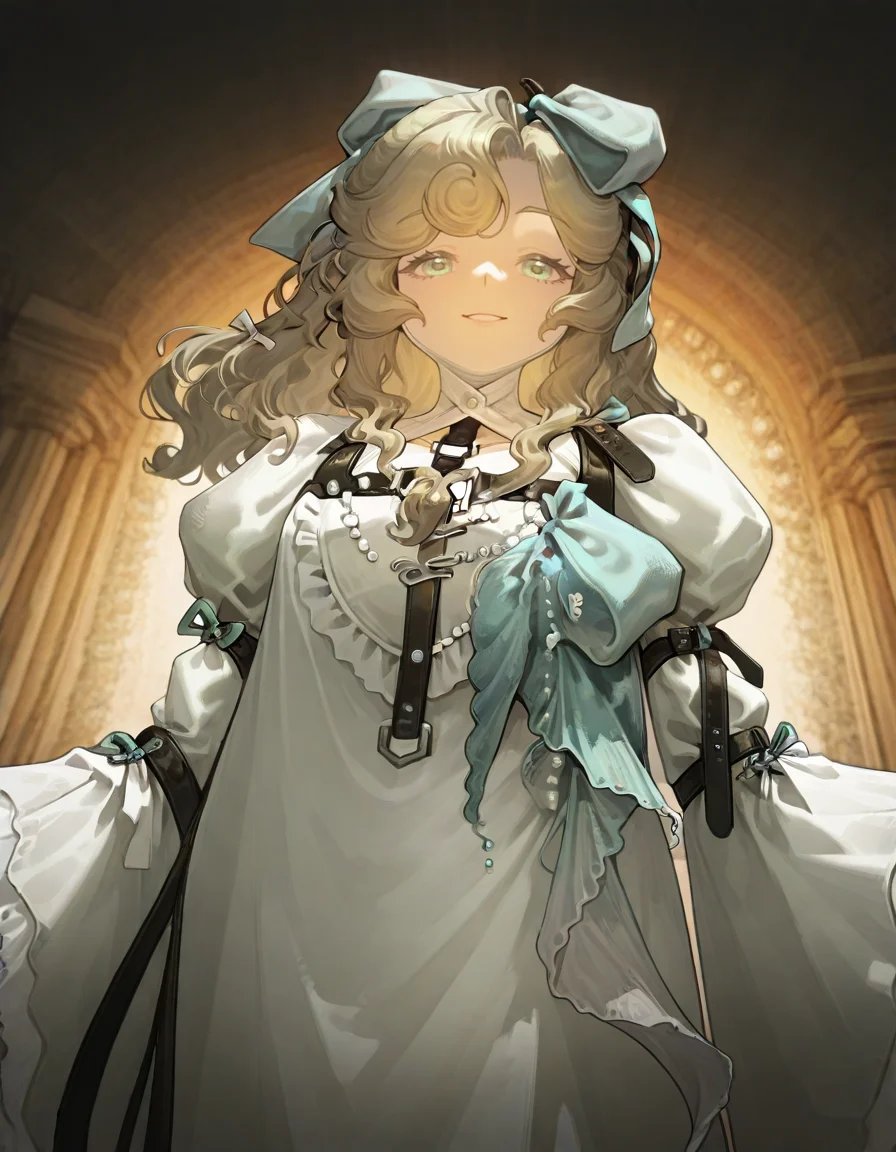 1girl,lorelei, bandages,bule bow, white dress, looking at viewer,
from below, calm expression, serene face, gentle smile, peaceful look, relaxed features, dreamy gaze
<lora:loreleireverse1999:1>reverse:1999, ultra-detailed, cinematic lighting, (masterpiece, best quality, high quality, highres, ultra-detailed),