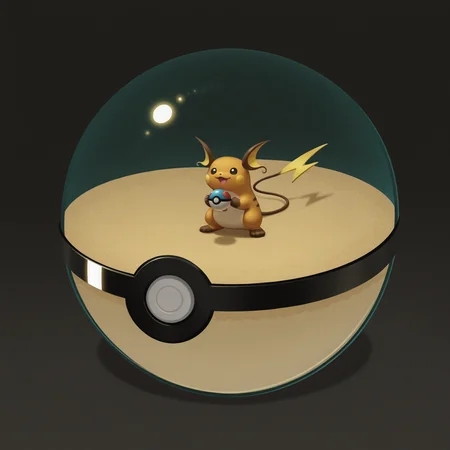 masterpiece, best quality, amazing quality, <lora:Inside_pokeball_buns:0.7> 1ns1d3pok3ball, pokeball, pokemon (creature), no humans,  Raichu, masterpiece, best quality, amazing quality