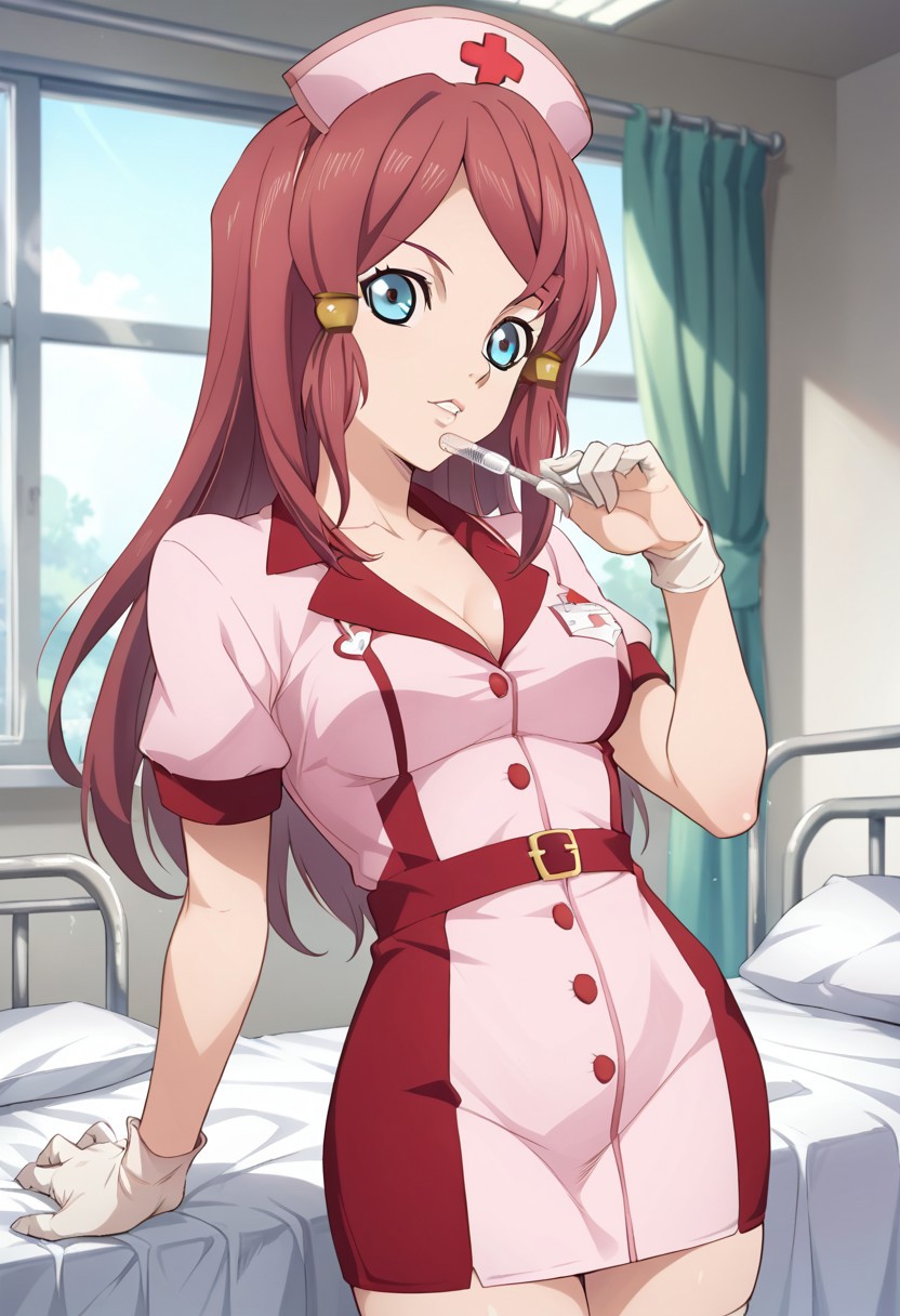 score_9, score_8_up, score_7_up, source_anime, 1girl, BREAK, ROSE (TALES OF ZESTIRIA), nurse, hospital