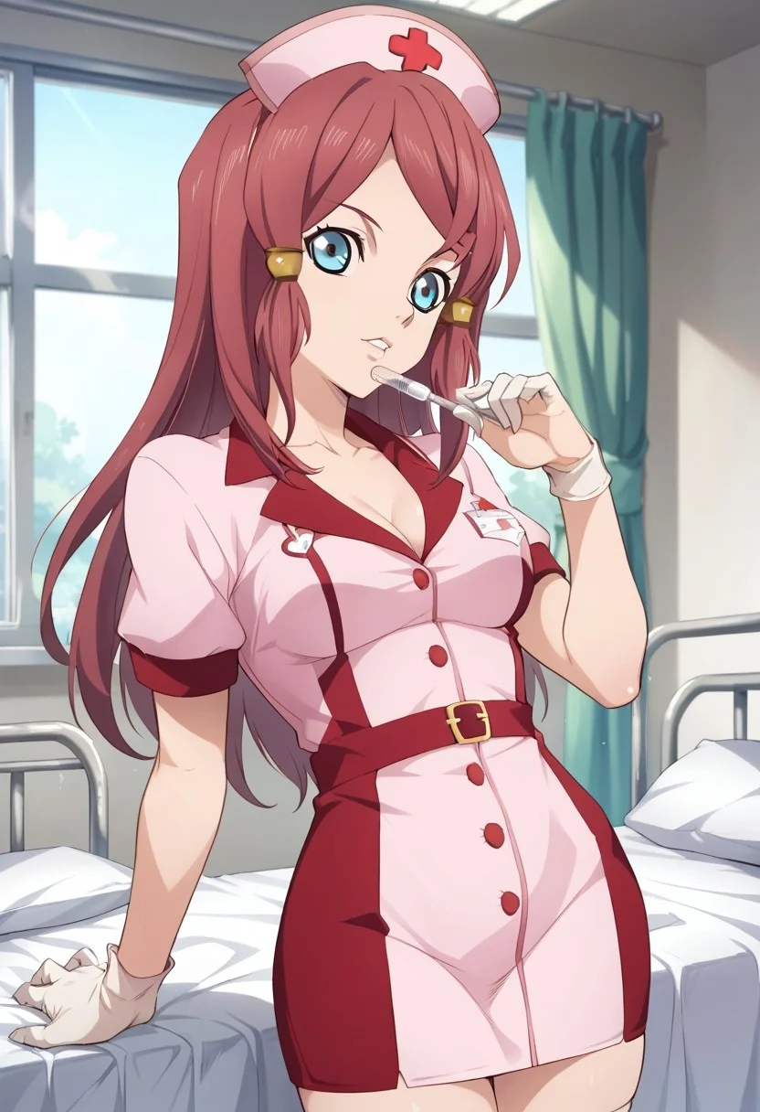 score_9, score_8_up, score_7_up, source_anime, 1girl, BREAK, ROSE (TALES OF ZESTIRIA), nurse, hospital