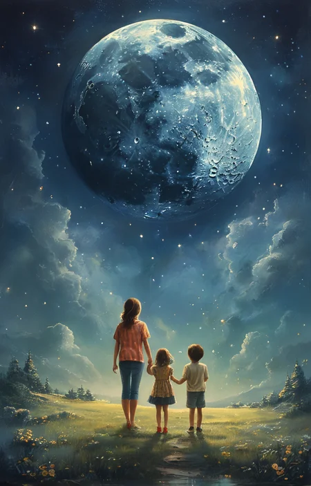 masterpiece,best quality,<lora:tbh67-sdxl:0.6>,illustration,MOON, portrait of family