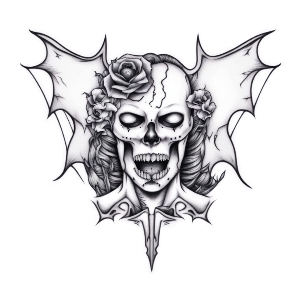 A female mechanical vampire tattoo <lora:SDXL-tattoo-Lora:1>