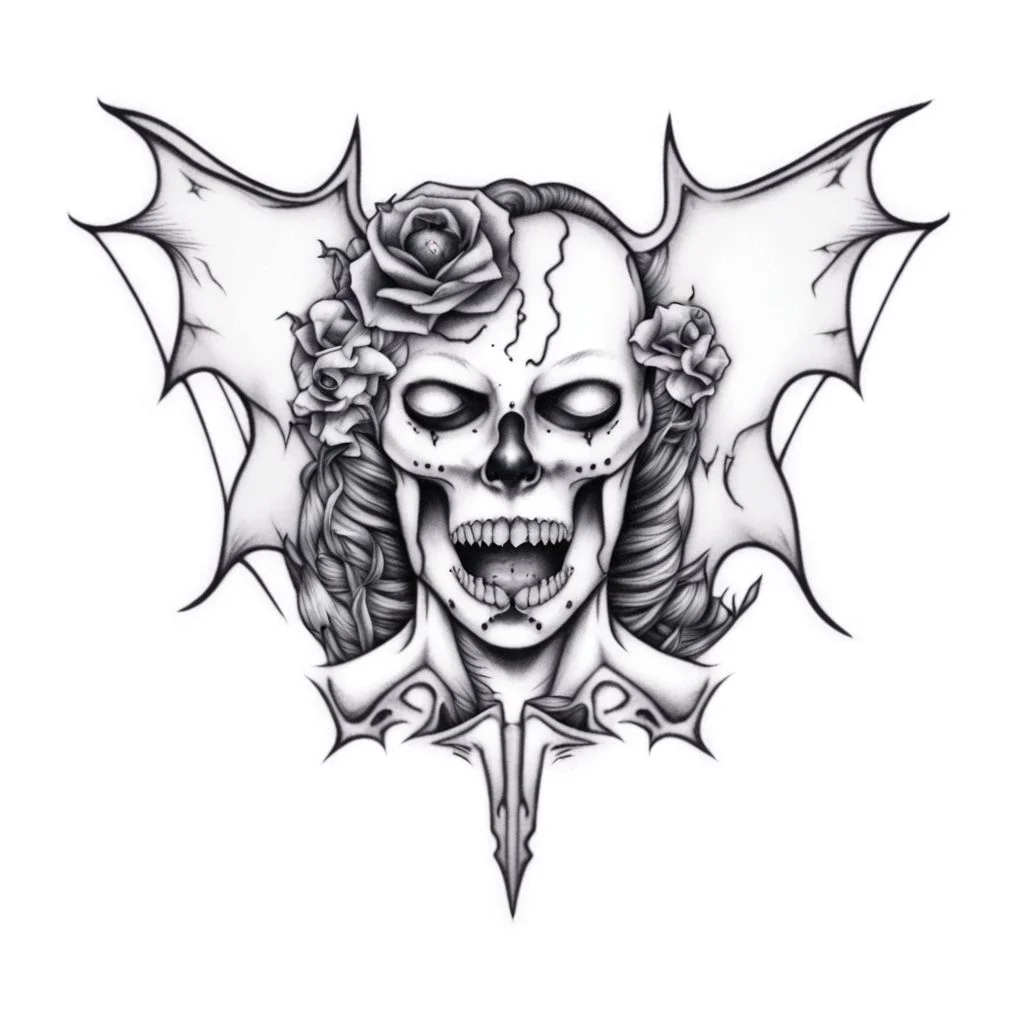 A female mechanical vampire tattoo <lora:SDXL-tattoo-Lora:1>