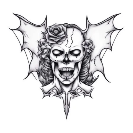 A female mechanical vampire tattoo <lora:SDXL-tattoo-Lora:1>