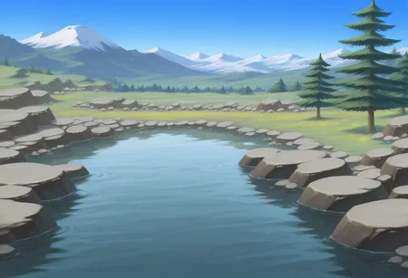 best quality, masterpiece, amazing quality, very aesthetic, absurdres,
landscape, no humans, outdoors, onsen