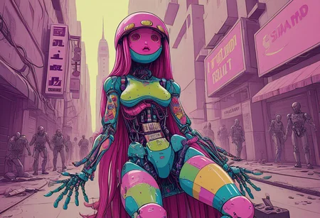 A commercial for Elbit and Ratheon's new sexy psychedelic weapons platform, a candy killing machine capable of decimating entire battalions on its own. The commercial features a mock combat trial, bodies littering the floor as the candy robot crushes them into a bloody pulp on the streets of New York City, psychedelic Klimt artwork. Shaky Iphone capture.