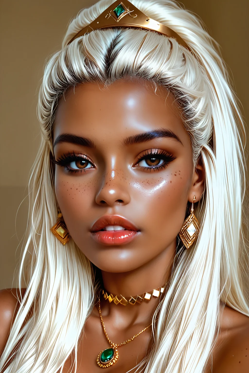 embedding:Stable_Yogis_PDXL_Positives2,  1girl, solo, long hair, looking at viewer, jewelry, parted lips, dark skin, necklace, dark-skinned female, lips, portrait, freckles, realistic, beleza_style
high_quality, highres, beautiful, detailed, (masterpiece, best quality:1.2), absurdres, 8k, HDR, raytracing