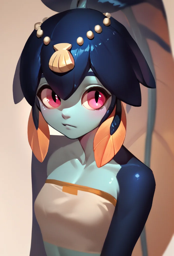 score_9, score_8_up, score_7_up, score_6_up, score_5_up, score_4_up, minette, pink eyes, blue skin, solo, 1girl,monster girl, portrait, <lora:PonyXL_V6_Minette_Trigger_Reg:1> <lora:polki_ponyXL_v10:1>, colored skin